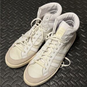Adidas Americana High-Top Sneakers in White and Tan